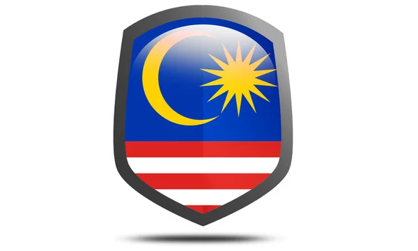 Bandera Del País Malasia Icono Del Escudo Rendering —  Fotos de Stock
