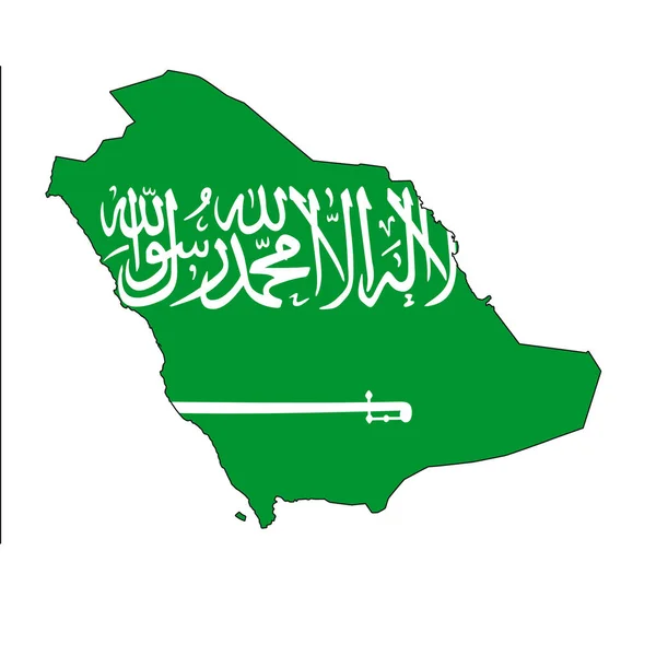 Carte Arabie Saoudite Avec Couleur Leur Drapeau Rendu — Photo