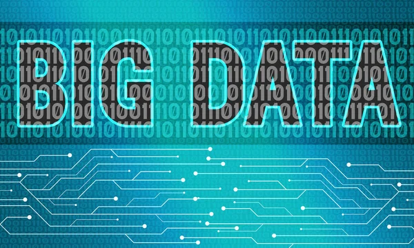 Big Data with binary flow and circuit diagram, 3d rendering