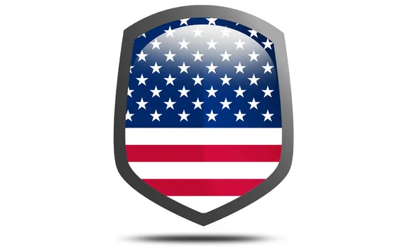 Usa Country Flag Shield Icon Rendering — Stock Photo, Image