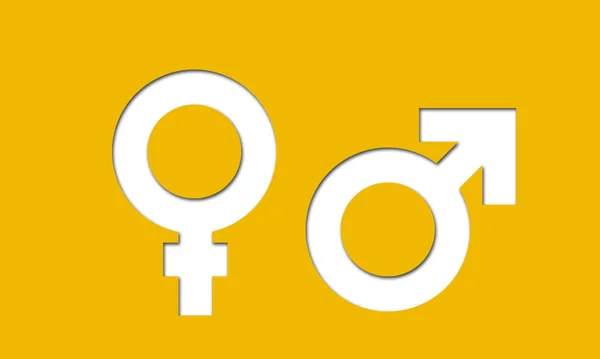 Male Female Icon Isolated Yellow Background Rendering — Stock Photo, Image