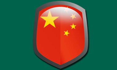 Çin ülke bayrağı kalkan simgesi, 3D görüntüleme