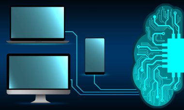 Dijital beyin ve yapay düşünme süreci konsepti, 3D görüntüleme