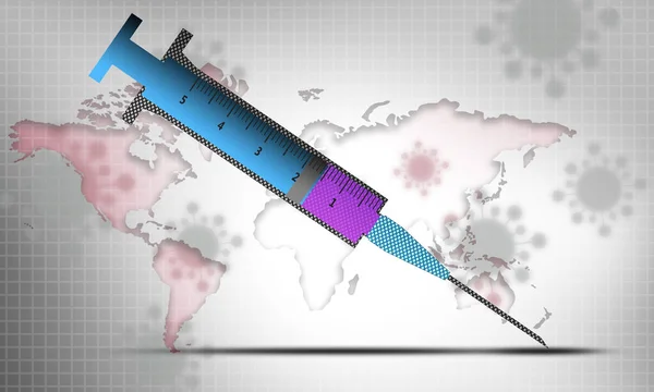 Шприц Вирус Карте Мира Качестве Фона Рендеринг — стоковое фото