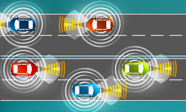 Концепція Автопілота Автомобілями Зондуванням Язком Рендерингом — стокове фото