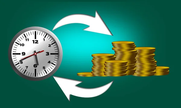 Diagrama Tempo Ciclo Dinheiro Renderização — Fotografia de Stock