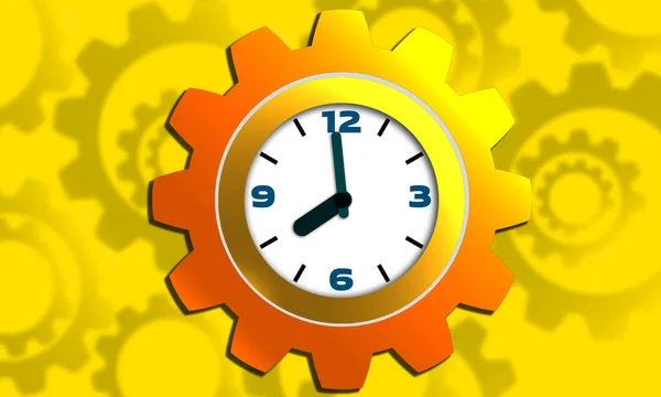 Clock and gear sign for productivity concept, 3d rendering