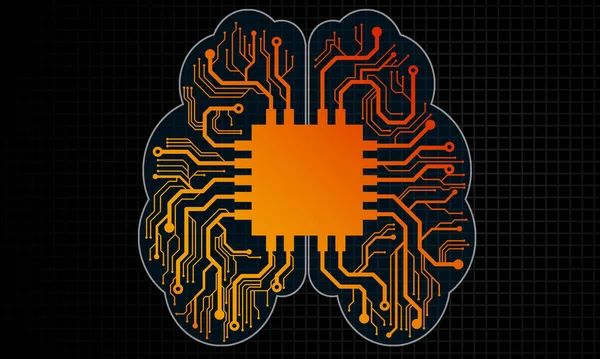 Artificial Intelligence Human Brain Processor Circuit Rendering — Stock Photo, Image