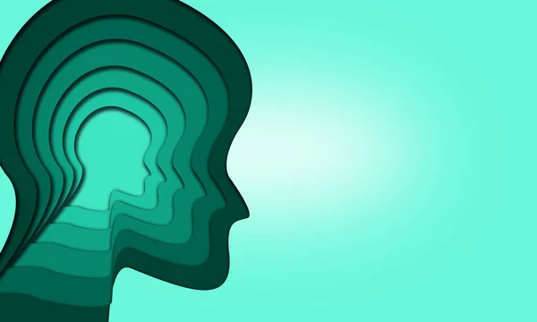 紙カット層状人間の頭 3Dレンダリング — ストック写真