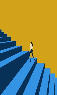 İş kadını başarı kariyerine doğru yürüyor, 3D görüntüleme