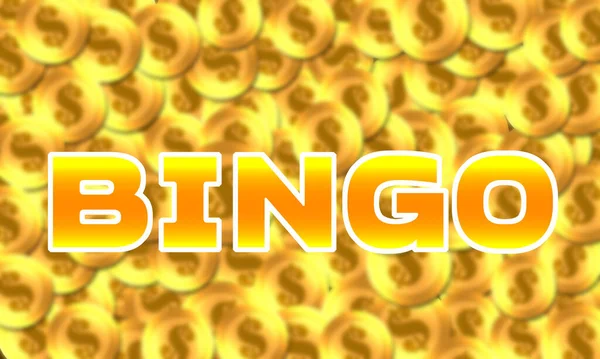 Bingo Sign Gold Coins Background Rendering — Stock Photo, Image