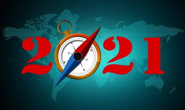 Magnetický Kompas Konceptem 2021 Vykreslování — Stock fotografie