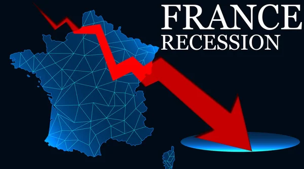 矢印とフランスの地図は不況を示した 3Dレンダリング — ストック写真