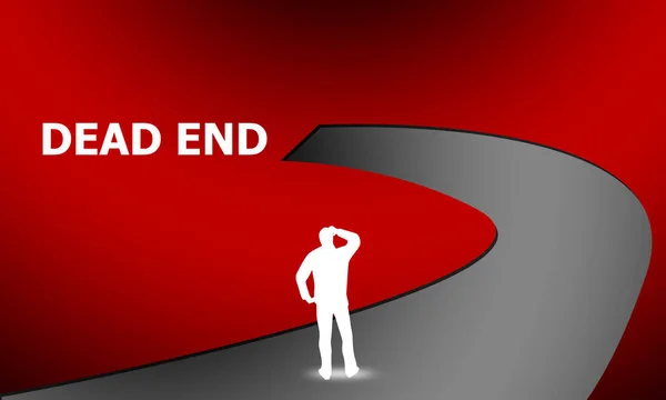 Dead End Road Confused Man Stand Middle Rendering — Stock Photo, Image