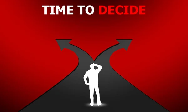 Time Decide Concept Man Stand Junction Rendering — Stock Photo, Image