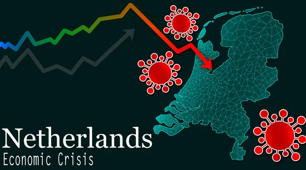 ウイルスによるオランダ経済危機 3Dレンダリング — ストック写真