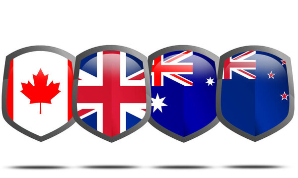 Political and economic union of Canada, Australia, New Zealand and the United Kingdom (CANZUK), 3d rendering