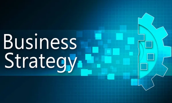 Üzleti Stratégia Koncepció Digitalizált Kék Fogaskerék Technológiai Háttér Renderelés — Stock Fotó