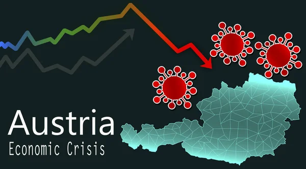 ウイルスによるオーストリアの経済危機 3Dレンダリング — ストック写真