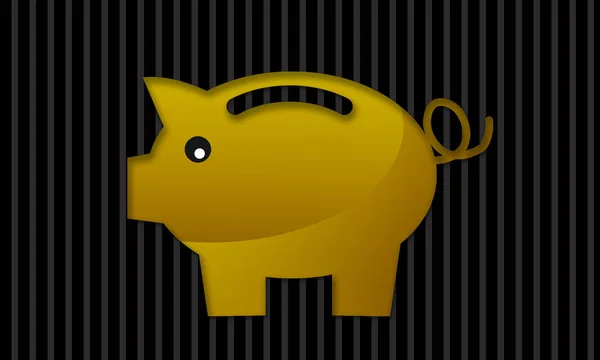 Piggy Icono Orilla Con Tira Negra Renderizado — Foto de Stock