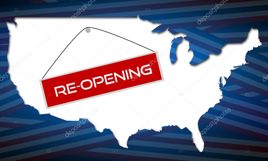 Reopening of America after quarantine period, 3d rendering