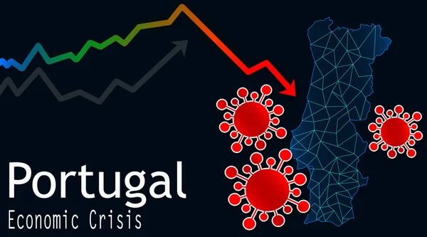 ウイルスによるポルトガル経済危機 3Dレンダリング — ストック写真