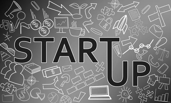 Start Business Concept Met Creatieve Tekeningen Rendering — Stockfoto