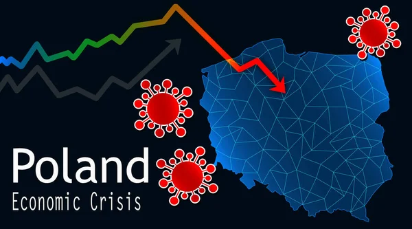 ウイルスによるポーランド経済危機 3Dレンダリング — ストック写真