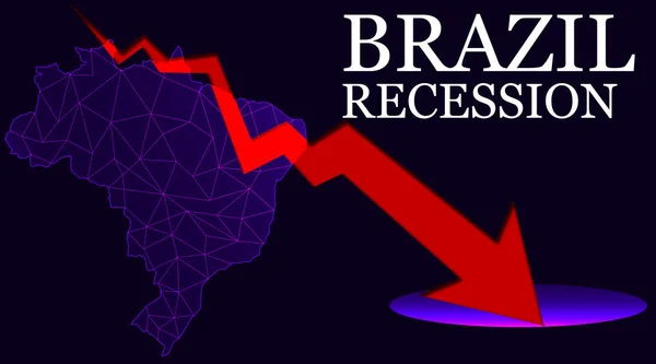 Mapa Brasil Con Flecha Indica Recesión Renderizado — Foto de Stock