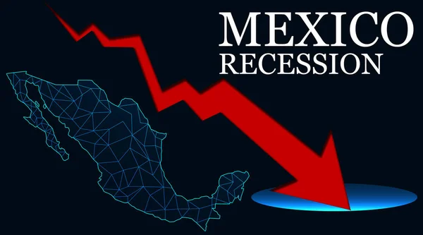 Карта Мексики Стрелками Указывает Спад Рендеринг — стоковое фото