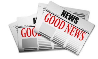 Kırmızı metin İyi haber gazetede, 3D yorumlama