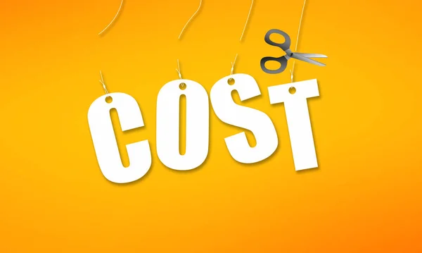 Use Scissors Cut Away Cost Word Rendering — Stock Photo, Image