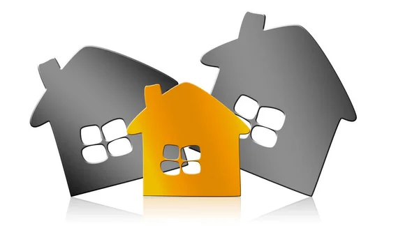 Haus Oder Immobilienkonzept Mit Haussymbol Rendering — Stockfoto