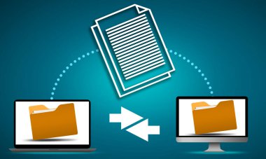 Bilgisayarlar arasında veri transferi ile dosya paylaşım kavramı, 3d oluşturma