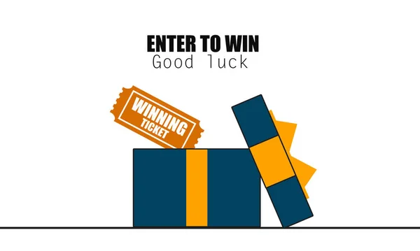 Prize box opening with enter to win word, 3d rendering