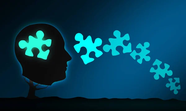 Simbolo Disturbo Cerebrale Presentato Testa Umana Puzzle Concetto Malattia Alzheimer — Foto Stock