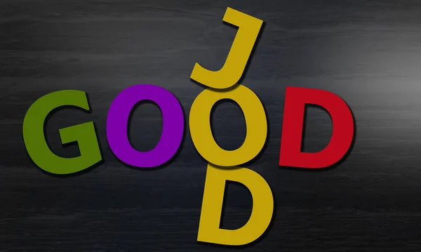Good job word composed of multicolored alphabet, 3d rendering
