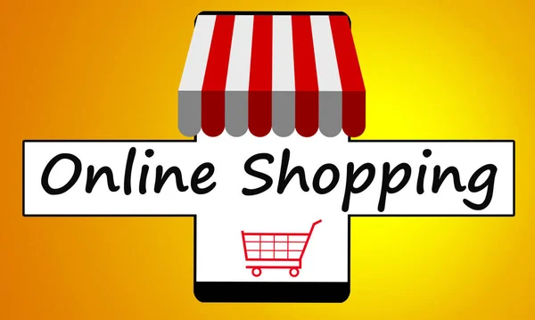 Shopping Online Sul Cellulare Rendering — Foto Stock