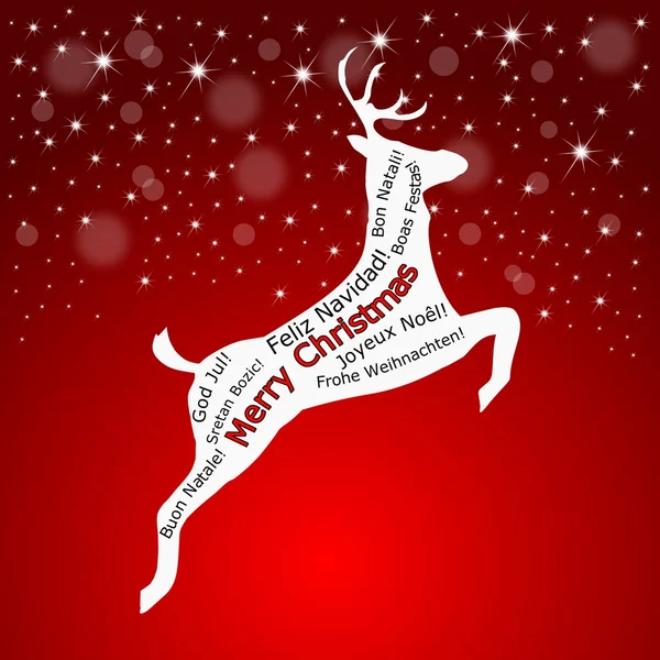 Merry Christmas wordcloud on a reindeer - illustration — Stock Photo, Image