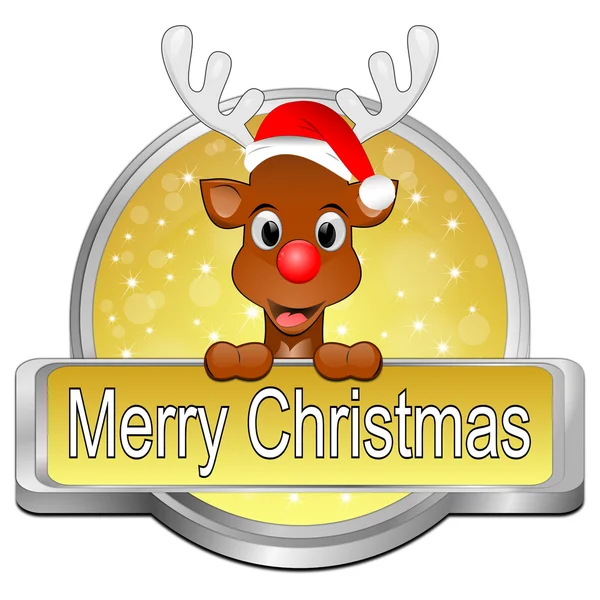 Τάρανδος που επιθυμούν καλά Χριστούγεννα κουμπί 3d απεικόνιση — Φωτογραφία Αρχείου