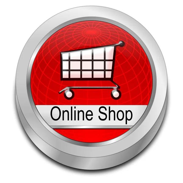Tlačítko Online Shop - 3d ilustrace — Stock fotografie