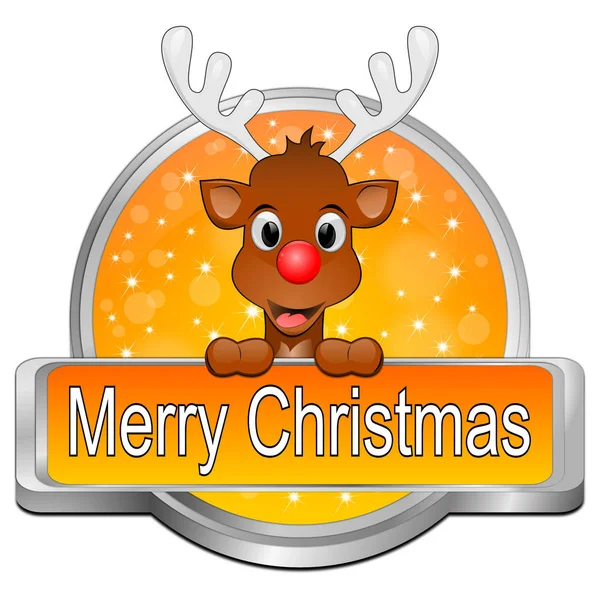 Renifery, które chcą Merry Christmas przycisk 3d ilustracja — Zdjęcie stockowe
