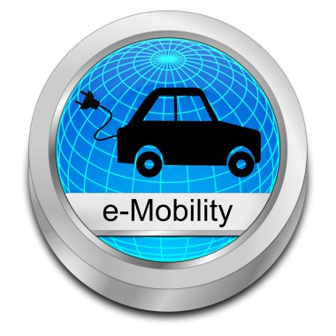 E-Mobilite Düğmesi - 3B illüstrasyon