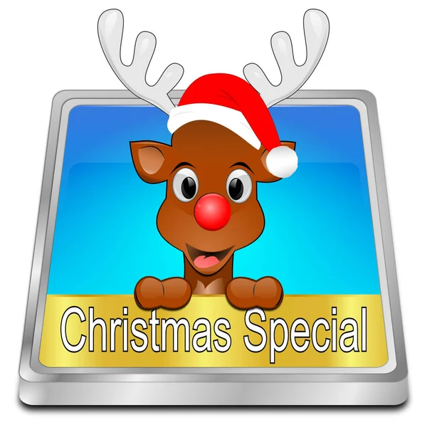 Botão especial de Natal - ilustração 3D — Fotografia de Stock