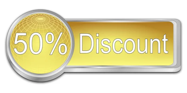 Discount 50% button - 3D illustration — Stock Photo, Image