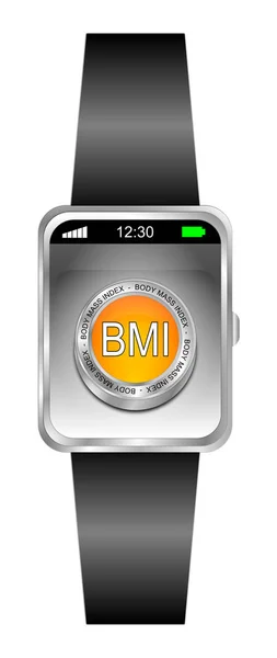 SmartWatch s Bmi - Body Mass Index Button - 3d ilustrace — Stock fotografie