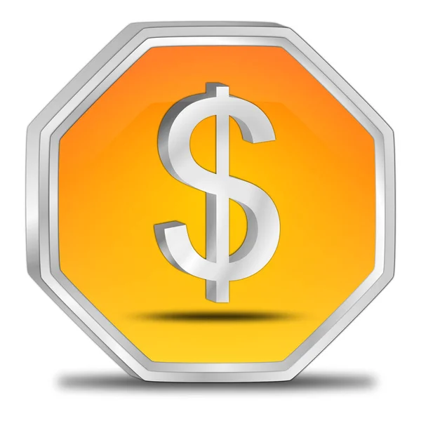 Button with Dollar sign - 3D illustration — Stock Photo, Image