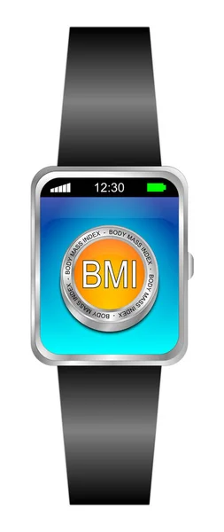 SmartWatch met Bmi - Body Mass Index Button - 3d illustratie — Stockfoto