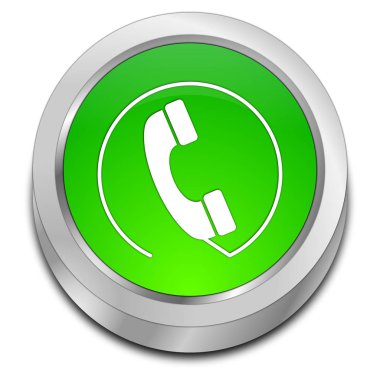 Telefon seslenmek düğme - 3d çizim