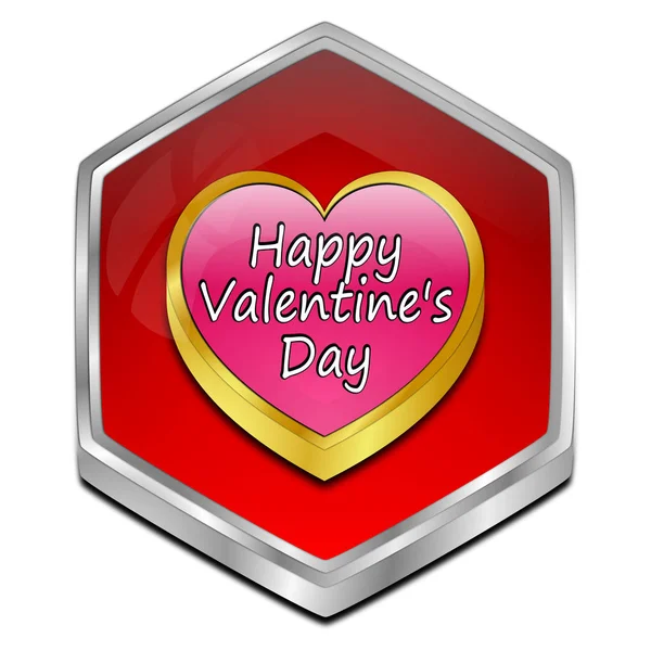 Happy Valentine's Day button - 3D illustration — Stock Photo, Image